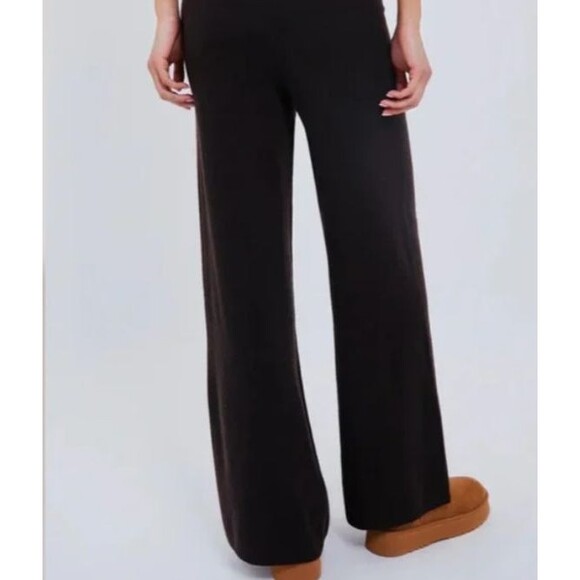 Leset Pants - LESET Zoe Cable Crop Wide Leg Pants Size M Made Chocolate Brown